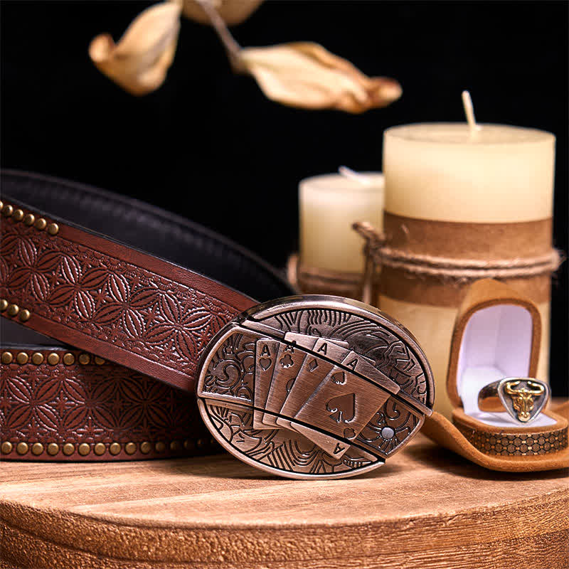 Functional DIY Hidden Knife Belt Buckle Retro Bull Ring Bundle Set