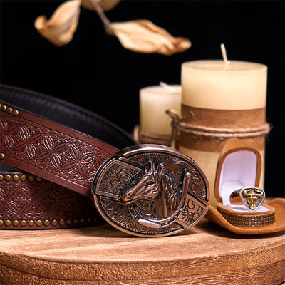 Functional DIY Hidden Knife Belt Buckle Retro Bull Ring Bundle Set