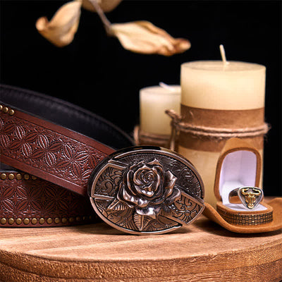 Functional DIY Hidden Knife Belt Buckle Retro Bull Ring Bundle Set