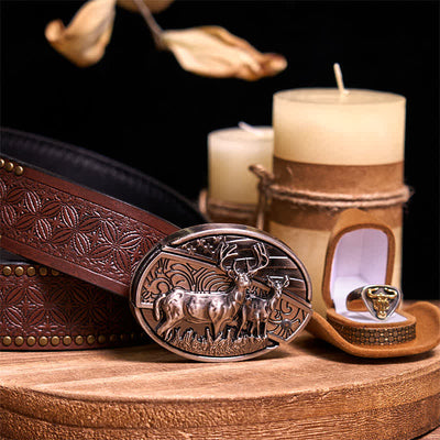 Functional DIY Hidden Knife Belt Buckle Retro Bull Ring Bundle Set