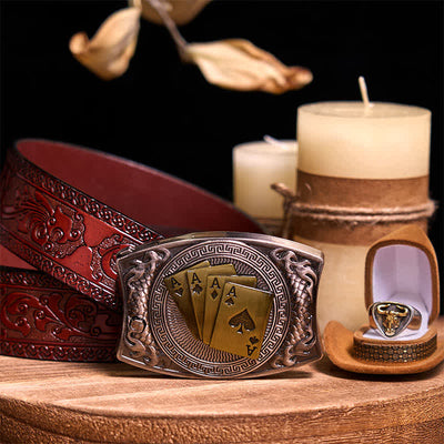 Functional DIY Hidden Knife Belt Buckle Retro Bull Ring Bundle Set
