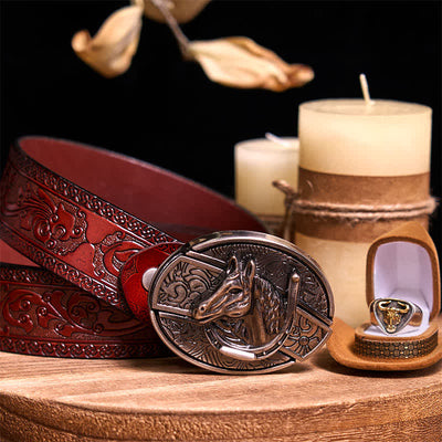 Functional DIY Hidden Knife Belt Buckle Retro Bull Ring Bundle Set