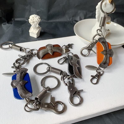 FREE Today: Flying Bold Eagle Metal Pendant Leather Keychain - image 2