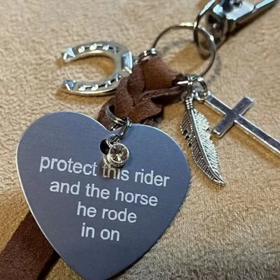 FREE Today: Heart Metal Horseshoe Cross Pendant Leather Keychain - HE - image 3