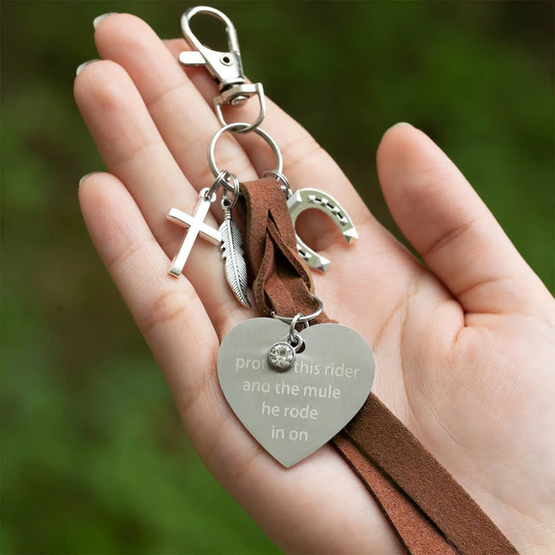 FREE Today: Heart Metal Horseshoe Cross Pendant Leather Keychain - image 5