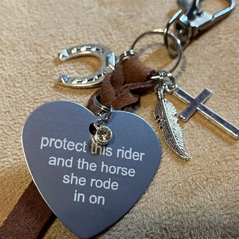 FREE Today: Heart Metal Horseshoe Cross Pendant Leather Keychain - SHE - image 0