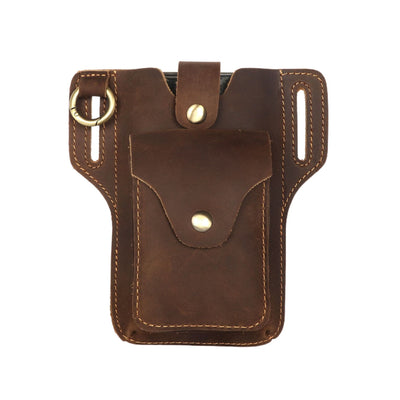 Vintage Cell Phone Holder Leather Hanging Waist Belt Bag with Keychain