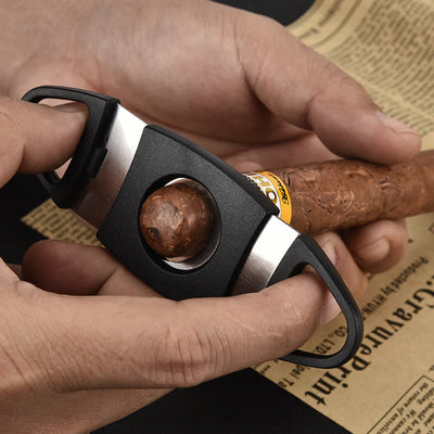 Black Double Blades Scissors Pocket Cigar Cutter