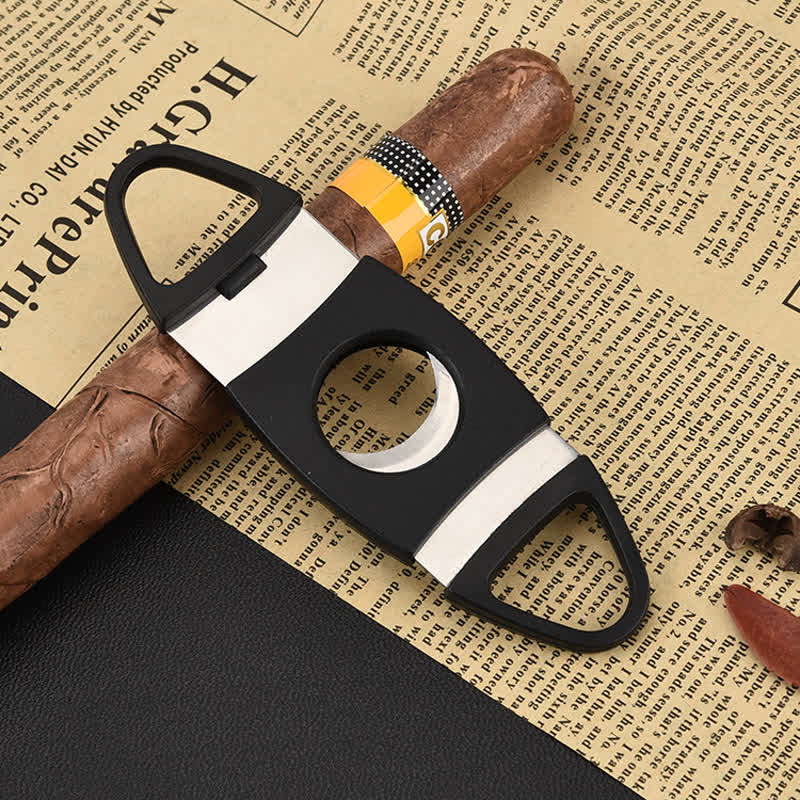 Black Double Blades Scissors Pocket Cigar Cutter