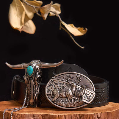 Practical DIY Hidden Knife Buckle Turquoise Longhorn Bull Pendant Bundle Set