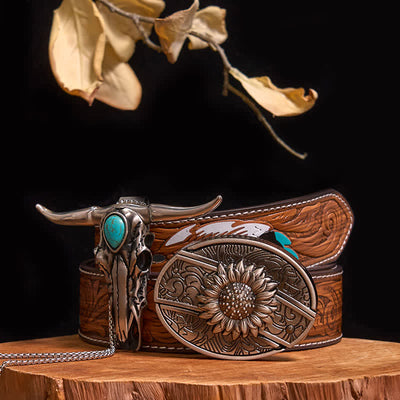 Practical DIY Hidden Knife Buckle Turquoise Longhorn Bull Pendant Bundle Set