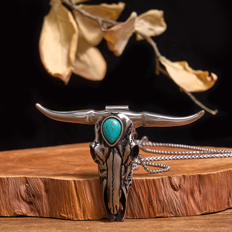 Practical DIY Hidden Knife Buckle Turquoise Longhorn Bull Pendant Bundle Set