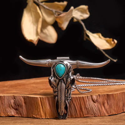Practical DIY Hidden Knife Buckle Turquoise Longhorn Bull Pendant Bundle Set