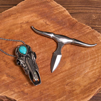 Sunflower Theme DIY Hidden Knife Belt Buckle Turquoise Bull Pendant Bundle Set