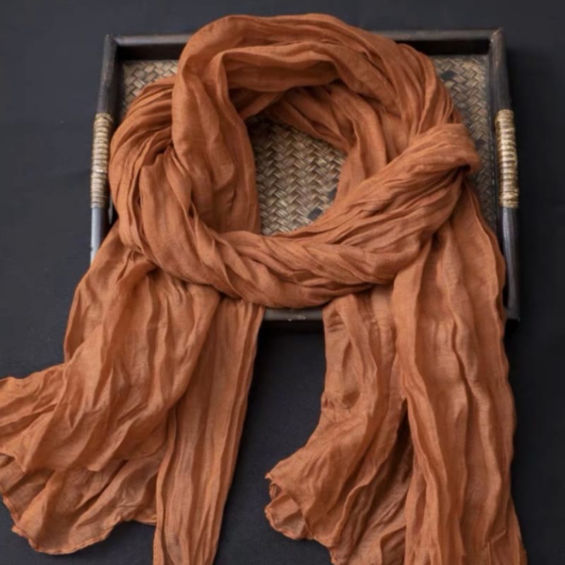 Spring Floral Contrast Color Cotton And Linen Thin Scarf