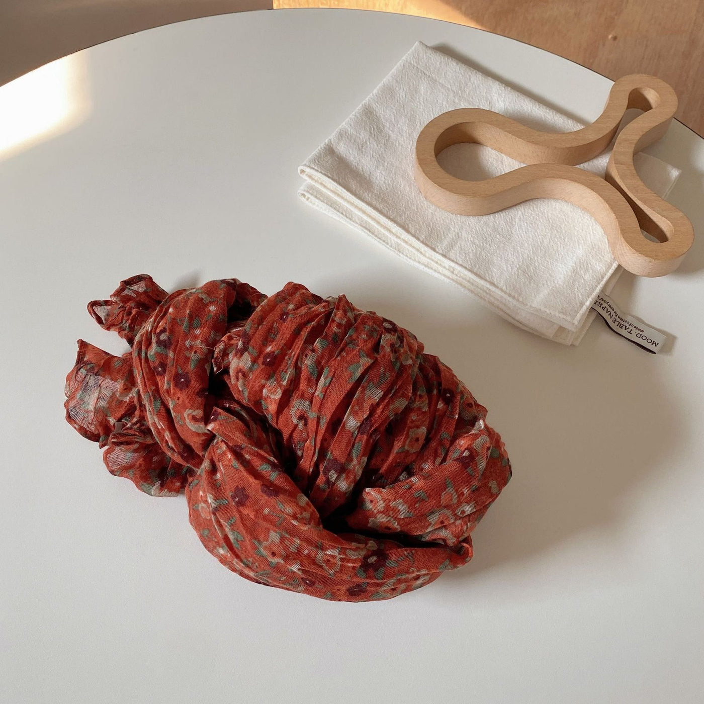 Women's Vintage Pleated Floral Thin Soft Scarf