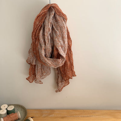 Women's Vintage Pleated Floral Thin Soft Scarf