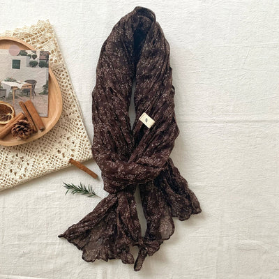 Women's Vintage Pleated Floral Thin Soft Scarf