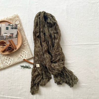 Women's Vintage Pleated Floral Thin Soft Scarf