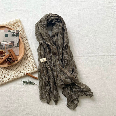 Women's Vintage Pleated Floral Thin Soft Scarf