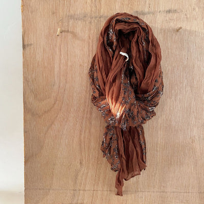 Women's Vintage Pleated Floral Thin Soft Scarf