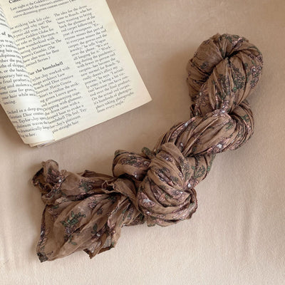 Women's Vintage Pleated Floral Thin Soft Scarf
