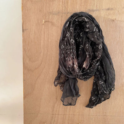 Women's Vintage Pleated Floral Thin Soft Scarf