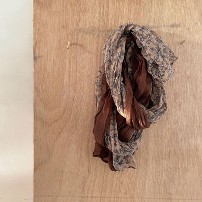 Women's Vintage Pleated Floral Thin Soft Scarf