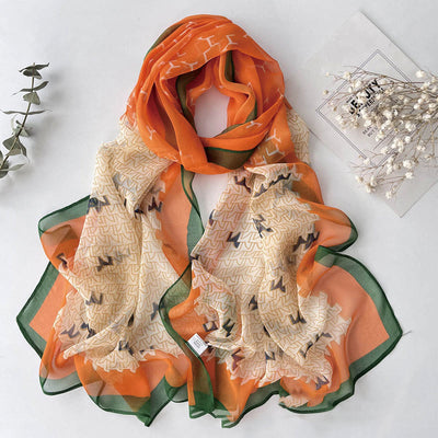 Women's Soft Summer Chiffon Flower Pattern Beach Sunscreen Scarf