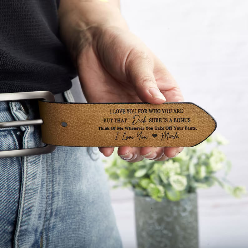 Custom Leather Belt Engraved Names Warm Gift