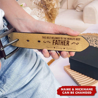 Custom Leather Belt Engraved Names Warm Gift