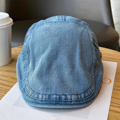 Classic Denim Adjustable Flat Cap Beret Cap - image 3