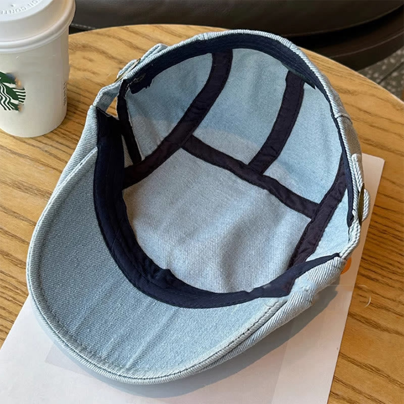 Classic Denim Adjustable Flat Cap Beret Cap - image 7