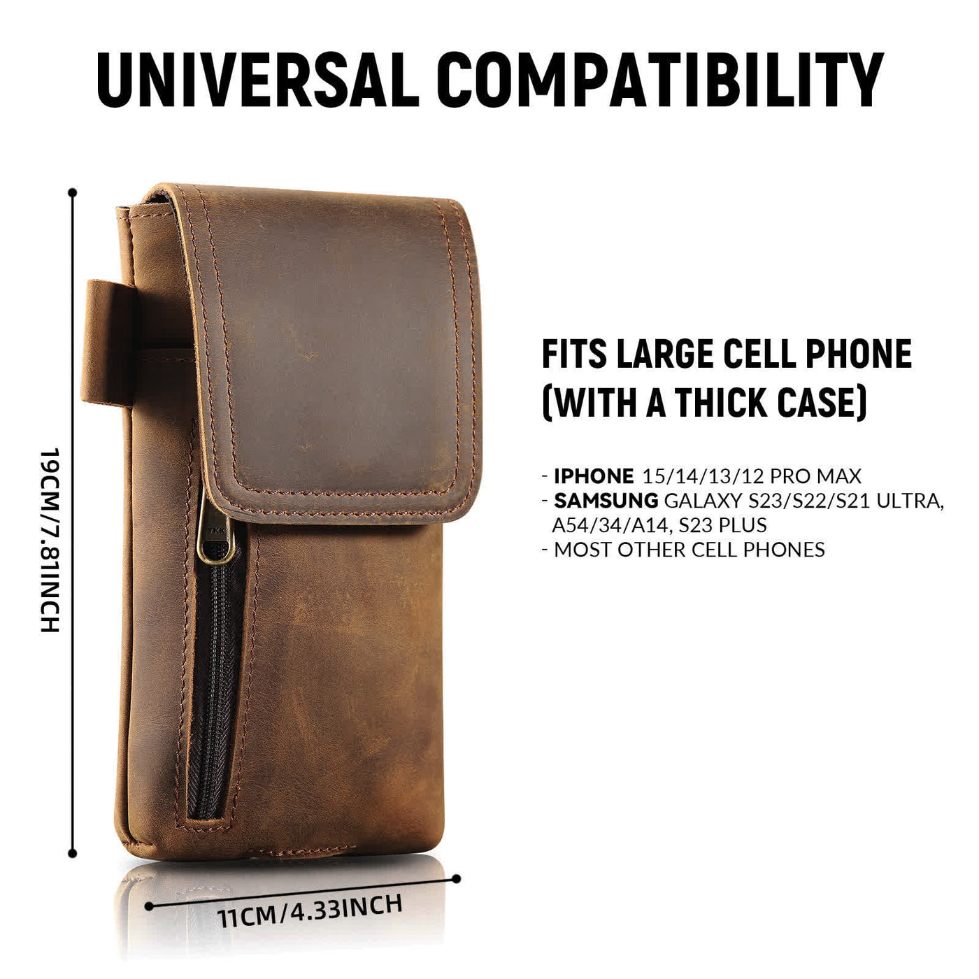 Multi-Function Magnetic Phone Fanny Pack Leather Belt Bag