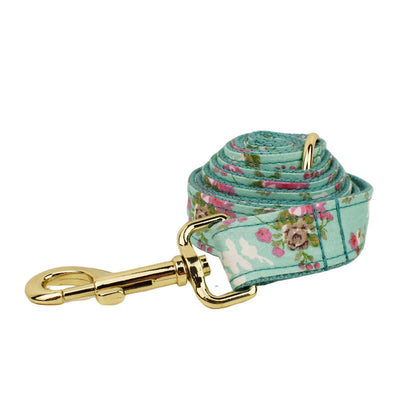 Floral Dog Cat Adjustable Bow Tie Collar Dog Harness Leash Set