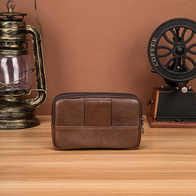 Card Holder Casual Simple Horizontal Zipper Leather Belt Bag
