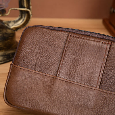 Card Holder Casual Simple Horizontal Zipper Leather Belt Bag