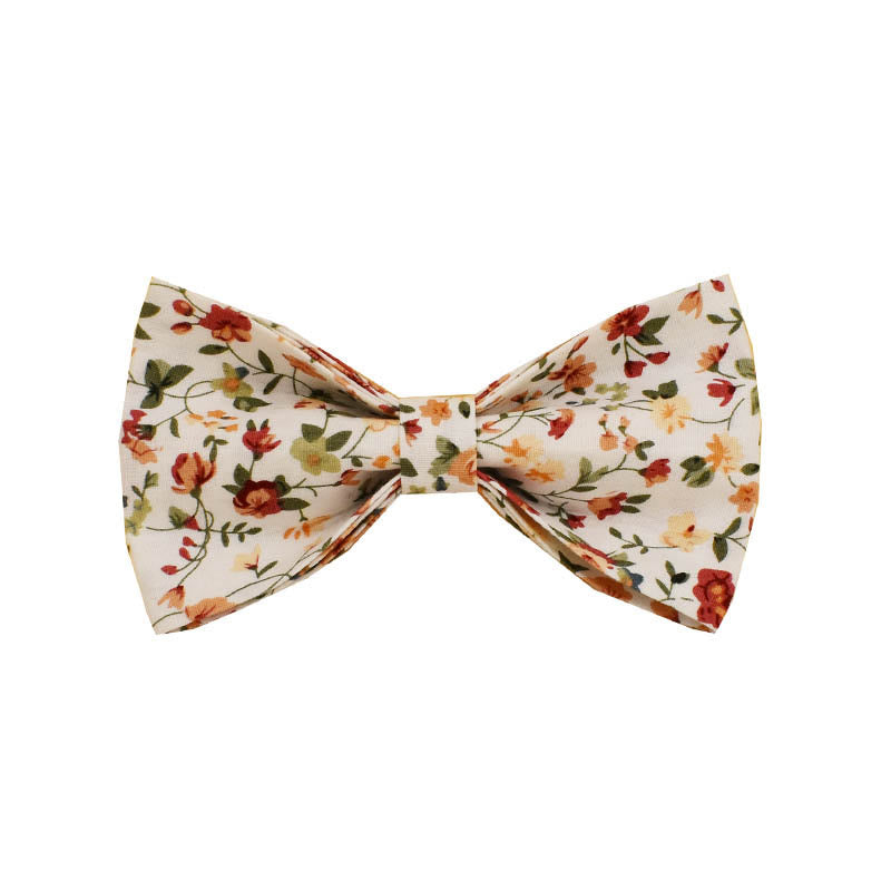 Floral Pet Adjustable Bow Tie Collar Dog Harness Leash Set