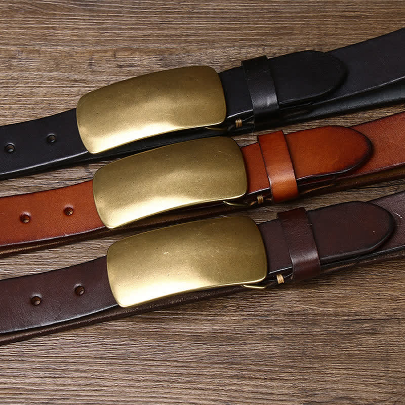 Men's Large Plate Buckle Casual Jeans Leather Belt