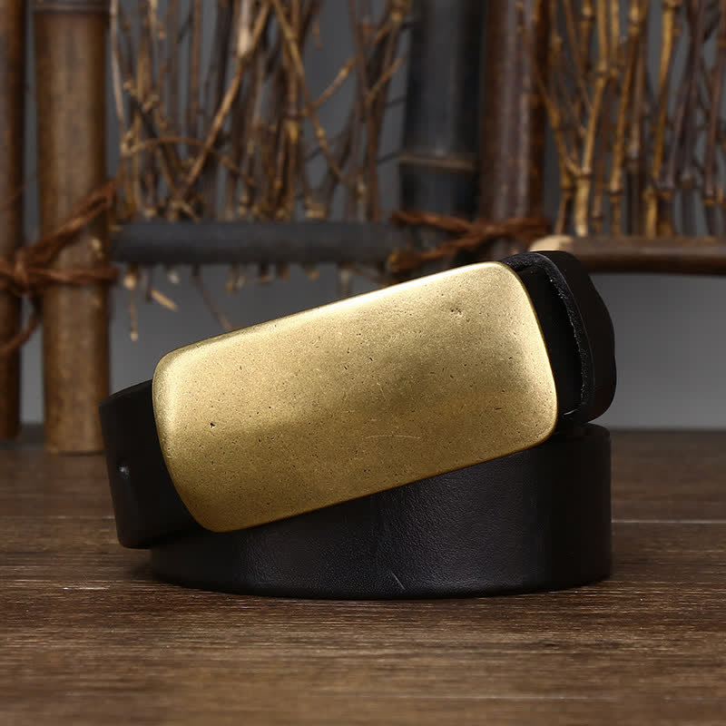 Men's Large Plate Buckle Casual Jeans Leather Belt