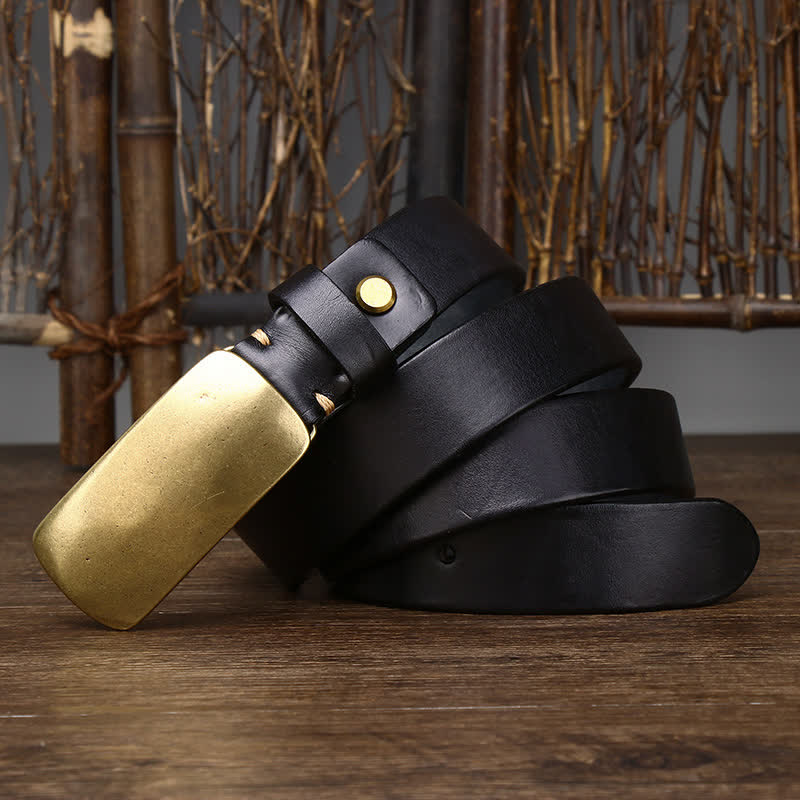 Men's Large Plate Buckle Casual Jeans Leather Belt