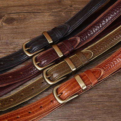 Rough Texture Water Ripple Vintage Detailed Leather BVelt
