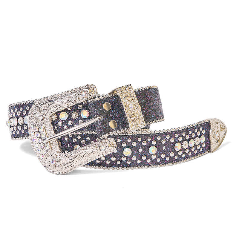 Women's Hip Hop Punk Rhinestone Leather Belt
