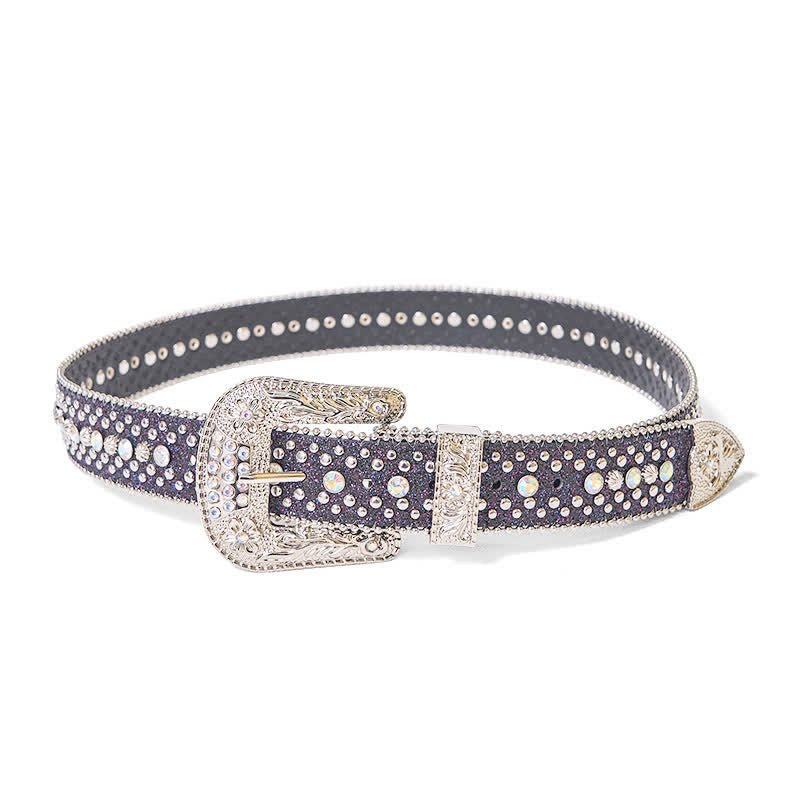 Women's Hip Hop Punk Rhinestone Leather Belt