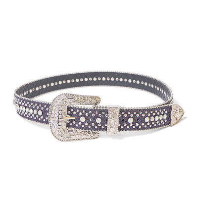 Women's Hip Hop Punk Rhinestone Leather Belt