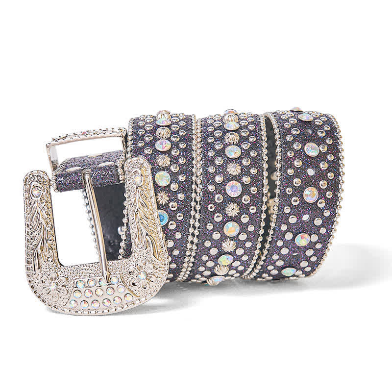 Women's Hip Hop Punk Rhinestone Leather Belt