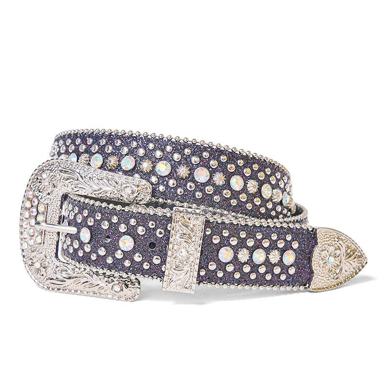 Women's Hip Hop Punk Rhinestone Leather Belt