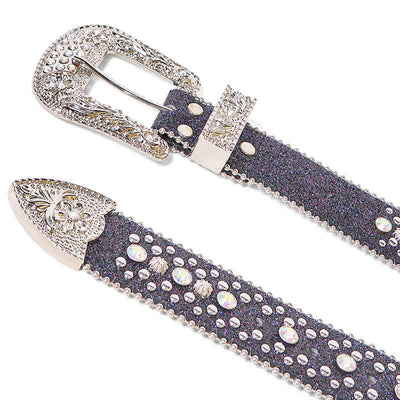 Women's Hip Hop Punk Rhinestone Leather Belt