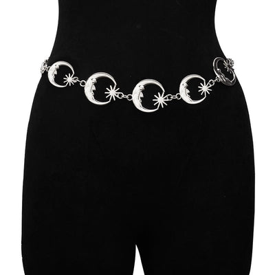 Women's Moon And Star Chain Belt Metal Waist Chain