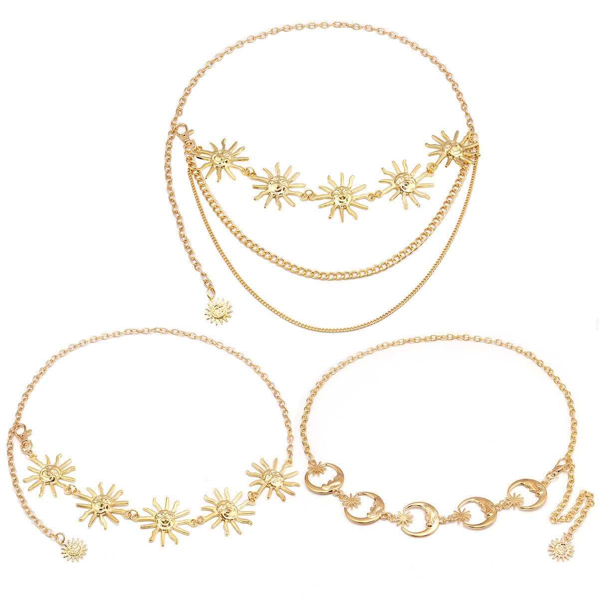 Women's Moon And Star Chain Belt Metal Waist Chain